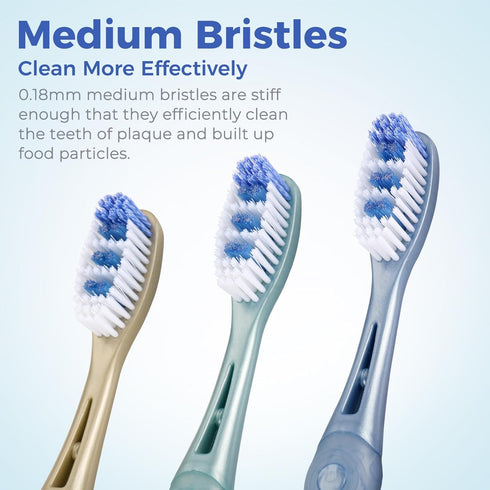 Medium Toothbrushes for Adults, Whitening Toothbrush with Spiral Medium Bristles for Smoke Tea Coffee Stain, Deep