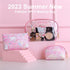 Cosmetic Big Makeup Bag Cosmetic Bag Travel Carrying Case Kitty Cat Toiletry Bag Lady Gift Valentine's Day Gift (HappyTime-3PCS) (HB-000)