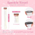 POROLIR Clip in Hair Tinsel Kit, 6Pcs 20 Inch Glitter Fairy Hair Extensions, Heat Resistant Sparkly Strands (Gold Pink)