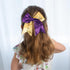 Oaoleer 12 Count 7" Hair Ties for Girls - Large Sparkly Sequin Glitter Cheer Bows, Purple & Gold