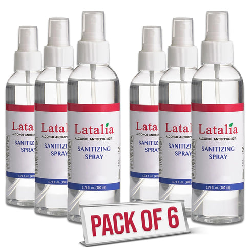 Latalia Unscented Hand Sanitizer Spray Refill Pack of 6 | 6.67 Fl