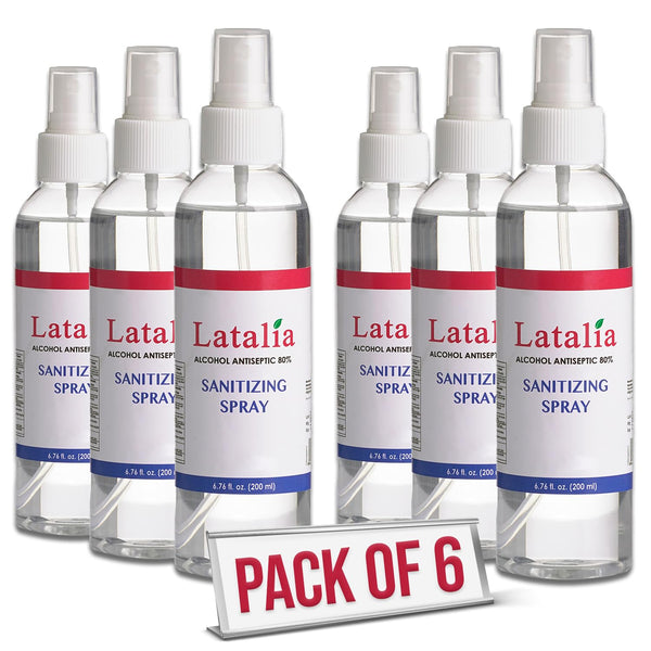 Latalia Unscented Hand Sanitizer Spray Refill Pack of 6 | 6.67 Fl