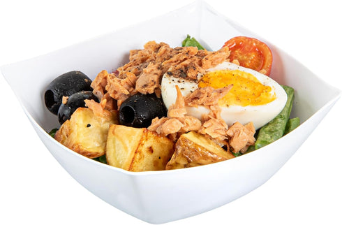 Restaurantware Moderna 8 Ounce Fancy Plastic Bowls, 10 Durable Heavy-duty White Disposable Salad Bowls