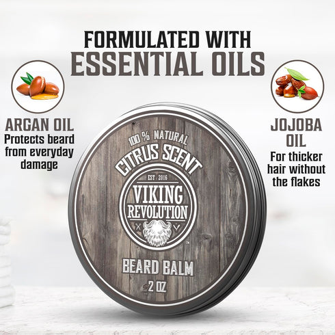 Viking Revolution Beard Balm, All Natural Grooming Treatment with Argan Oil & Mango Butter, 1 Pack