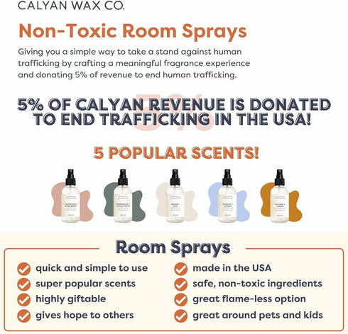 Calyan Wax Co. Evergreen & Eucalyptus Natural Room Spray, 4 Fl Oz, Infused with Essential Oils