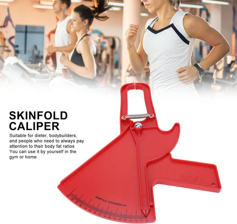 ZJchao Body Fat Caliper, Professional Double Spring Skinfold Calipers and Body Fat Tape Measure Tool for Accurately Measuring BMI Skin Fold Fitness(Red)
