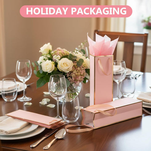 Zonon 12 4 3.5 14 Inch Pcs Wine Gift Bag with Handles and Tissue Paper x x Wine Bottle Gift Bags for Wedding Graduation