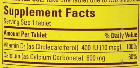 Nature Made Calcium 600 mg with Vitamin D3, 60 Count Tablets, Pack of 3