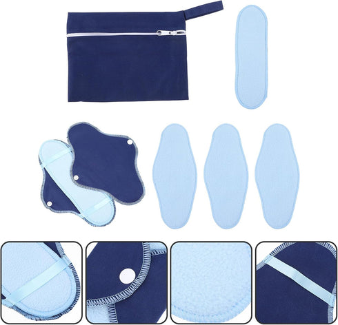 HAKIDZEL 8pcs Set Reusable Washable Menstrual Pads Flannel Nursing Sanitary Towels High Absorbency Day and Night