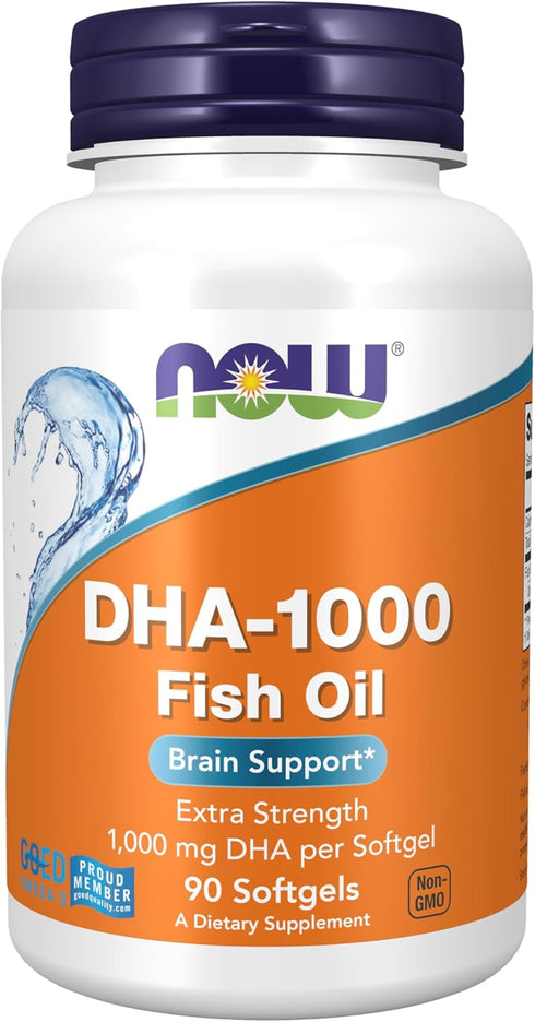 NOW Foods Supplements, DHA 1,000 Brain Support, Extra Strength 1,000 mg DHA, 90 Softgels