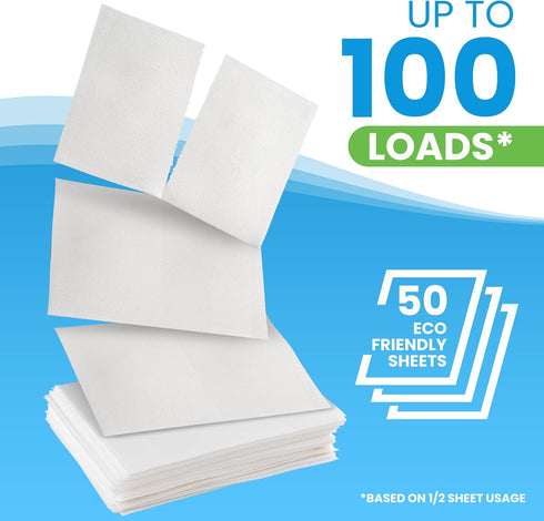 Laundry Detergent Sheets - 50 Sheets (100 Loads) | Fragrance Free, Eco Earth Friendly Clean Breeze, Non-Toxic