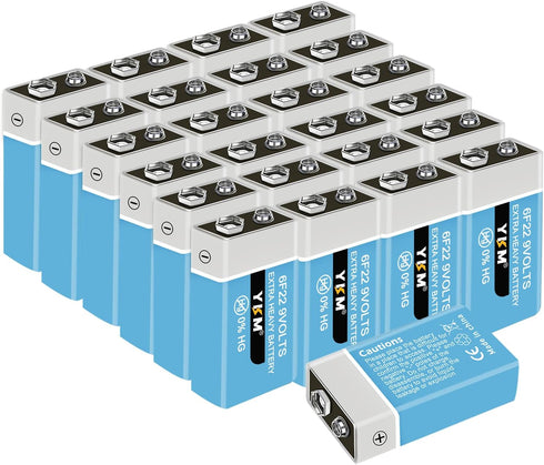 24 Pack 9V Batteries for Smoke Detector, Guitar, Garage Door Opener, Fire Alarm