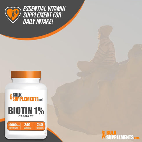BulkSupplements.com Biotin 10000mcg Capsules, 240 Capsules - Vitamin B7 Biotin for Hair, Skin & Nails