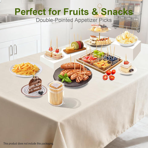 Suhfuib 700 2.5 Inch (700) Pcs Bamboo Toothpicks, Double-Pointed Sticks for Appetizers, Fruit, Cocktails and Teeth