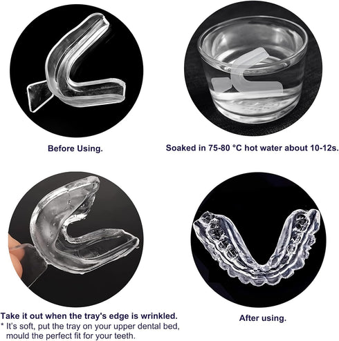 Piullzze 8psc 2 Teeth Whitening Trays Kits Mouth Trays & Tooth Boxes, Thermoform Moldable Whitening Teeth Tray, Oral