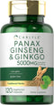 Carlyle Panax Ginseng + Ginkgo Biloba | 120 Vegetarian Capsules | 5,000mg, Non-GMO, Gluten Free