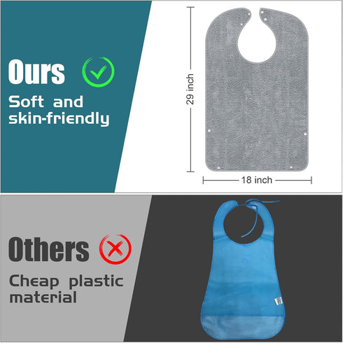Lunluarai Adult Bibs for Men and Women, Reusable Terry Bibs for Elderly Senior, Waterproof Towel for Adults