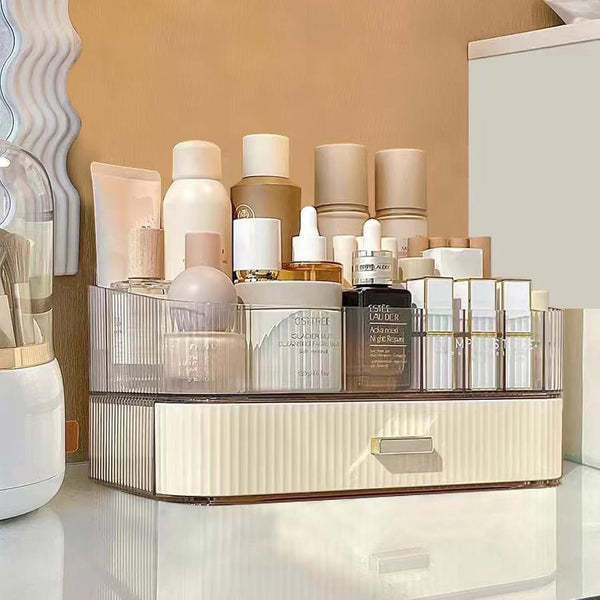MIUOPUR Makeup Organizer with Stackable Drawers, Ideal for Desk and Dresser Countertops, Great for Cosmetics - Cream