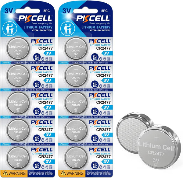 PKCELL CR2477 3V Lithium Battery (10PCS)