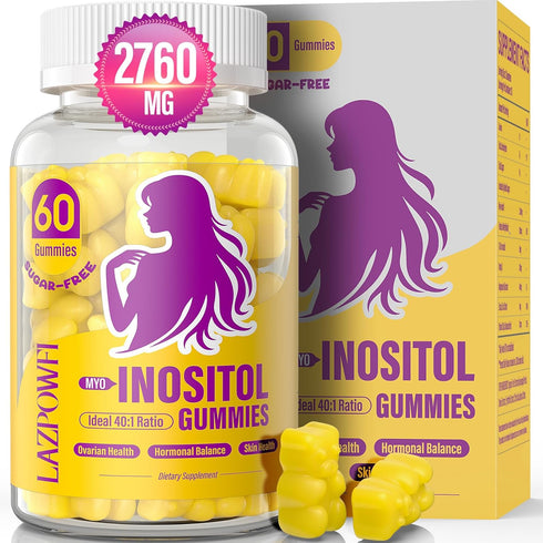Myo-Inositol & D-Chiro Inositol,Inositol Gummies with Vitamin D3, Magnesium Glycinate, Omega-3, Folate