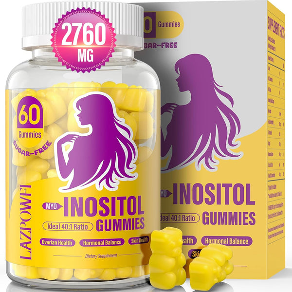 Myo-Inositol & D-Chiro Inositol,Inositol Gummies with Vitamin D3, Magnesium Glycinate, Omega-3, Folate