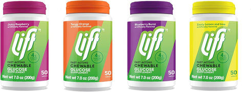 Lift Glucose | Fast-Acting Chewable Energy Tablets | Blueberry | 50 ct Jar (Pack of 1)
