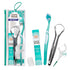 GuruNanda Travel-Friendly Oral Care Kit - 1 Butter on Gums Toothbrush, 1 Tongue Scraper, 4 Floss Picks, 1 Oil Pulling