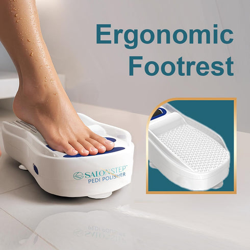 Salon Step 360 Pedi Polisher Hands-Free Foot Exfoliator for Shower or Dry Use, Waterproof Smoother with Spinning