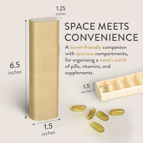 Pretty Pill Box Set, Stylish Daily Pill Organizer, Travel Essentials for Women & Men - Champagne