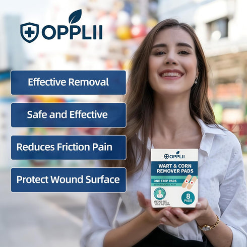 opplii 40% Wart & Corn Remover Pads with Salicylic Acid Extra Strength Wart Pads for Thickened Skin on Feet & Hands