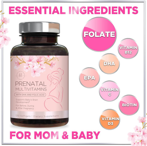 Hello Lovely! Women's Prenatal Multivitamin with Folic Acid + DHA - Prenatal Vitamins with Folate, Omega 3, Vitamins
