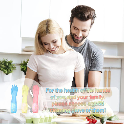 3 Pairs Dishwashing Cleaning Gloves, Reusable Rubber Gloves, Non-Slip Laundry Kitchen Gardening Household Gloves