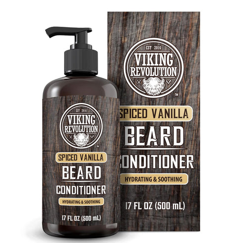 Viking Revolution Spiced Vanilla Beard Conditioner for Men, Natural Beard Softener with Argan Oil, 17oz