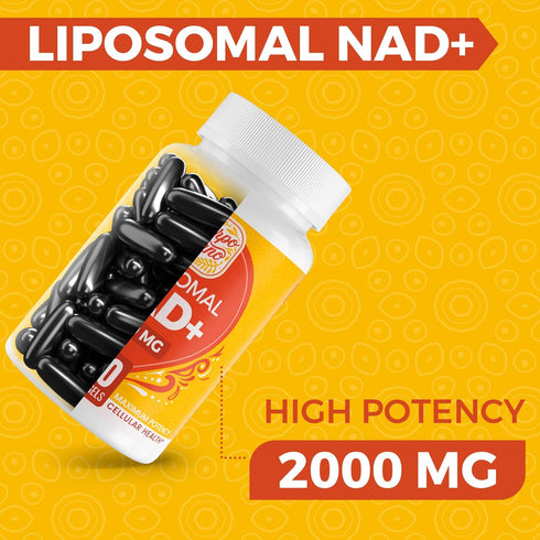 2000 MG Liposomal NAD Supplement, 60 softgels, High Absorption & Efficiency, Pure NAD+ for Aging Defense & Cellular