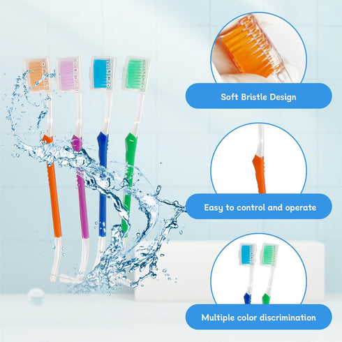 4-Pack Orthodontic Toothbrushes - Double-Ended Design V-Trim Brush & Interspace Brush for Effective Braces Cleaning,
