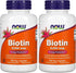 NOW Biotin 5,000 mcg, 120 VCaps, Pack of 2 Bottles