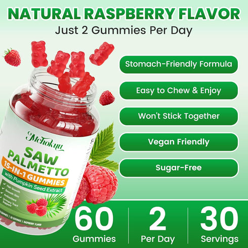 Gummies 600mg Gummies 120 Count Saw Palmetto for Men & Women Pumpkin Seed Oil with Saw Palmetto Supplement for Hair