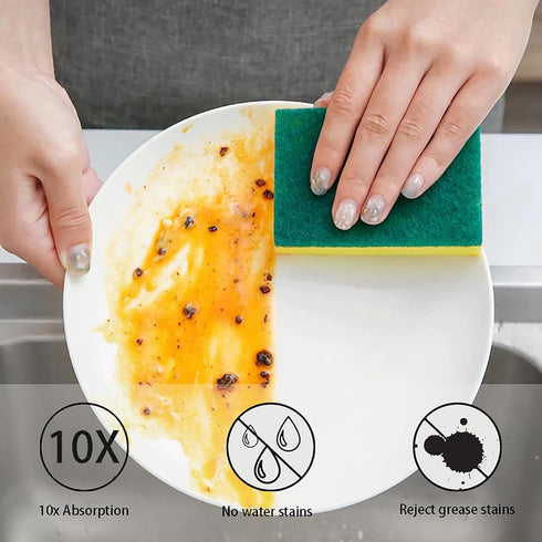 32 Count Non-Scratch Scrub Sponges, Heavy Duty Scrub Dish Sponges for Effortless Cleaning