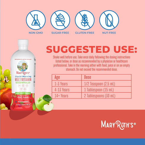 MaryRuth Organics Multivitamin Multimineral - 32oz Liquid Vitamins for Women, Men & Kids, No Added Sugar