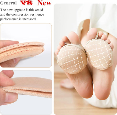 12 Packs Metatarsal Pads, Ball of Foot Cushions, Honeycomb Fabric Forefoot Pads for Pain Relief, High Heels