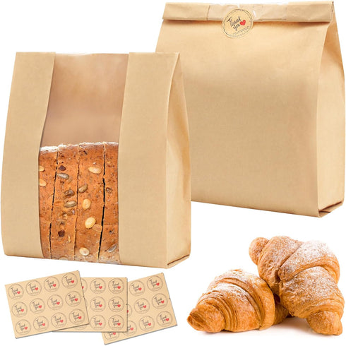 Holihome 30 Pack Paper Bread Bags for Homemade Bread Sourdough Bread Bags Large