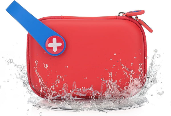 Mini First Aid Kit, 113 Pc. Water-Resistant Hard Case for Car, Home - TSA-Approved Travel Size