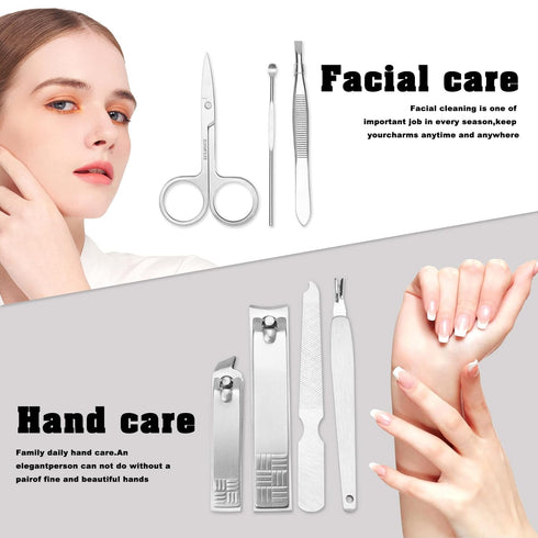 Manicure Set Nail Clippers Pedicure Kit, 7 In 1 Stainless Steel Tools in Luxurious Travel Case