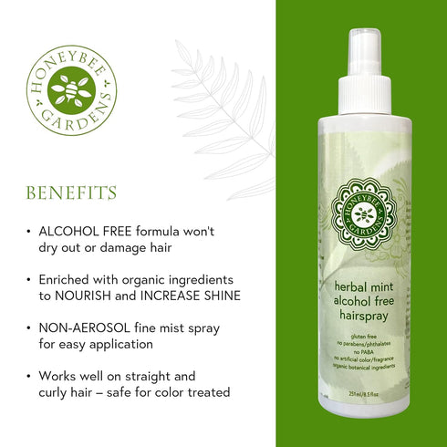 Honeybee Gardens Herbal Mint Hair Spray, Alcohol Free