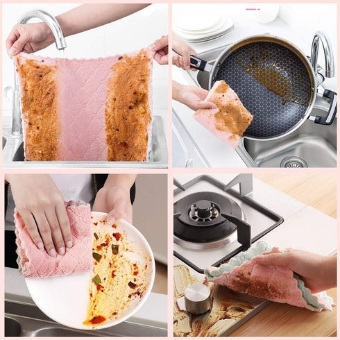 10-Pack Microfiber Cleaning Cloth Dish Towels, Reusable Double-Sided Household Cleaning Cloths for Kitchen, Glass