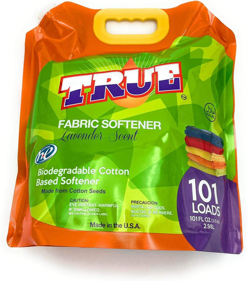True Detergent Plant Based Fabric Softener - 101 Total Loads - Fabric Softener for Sensitive Skin - Made from Cotton Seeds - Concentrated Formula - Made in USA & Halal - Lavender Scent, 101 Fl oz