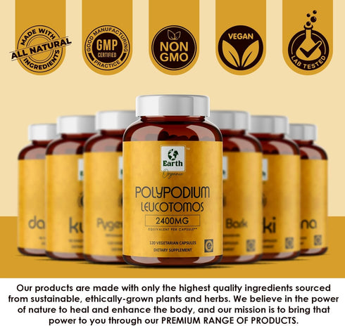 Polypodium Leucotomos Extract 2400mg - 120 Veg Capsules, Supports Natural Healthy Skin Care, Antioxidant, Vegetarian,