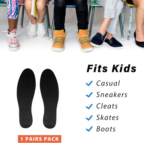 Kids Insoles - Carbon Fiber Insole for Children, Correct Walking Posture, Plantar Fasciitis Pain Relief, 1 Pair