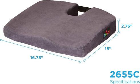 (2655C) NOVA Medical Products Comfort Seat Cushion, Memory Foam Coccyx Cushion for Office Chair, Car, Wheelchairs