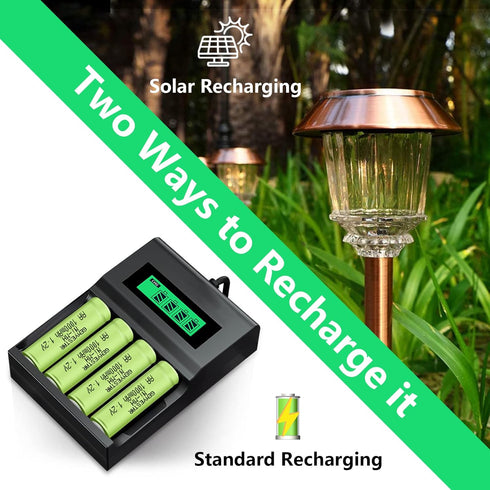 Rechargeable AA NIMH 1.2V 1000mAh Batteries, 4 Pack, Pre-Charged for Solar Light Replacement